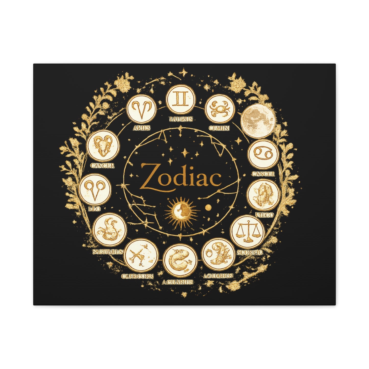 Golden Zodiac Astrology Canvas | Eco-Limited