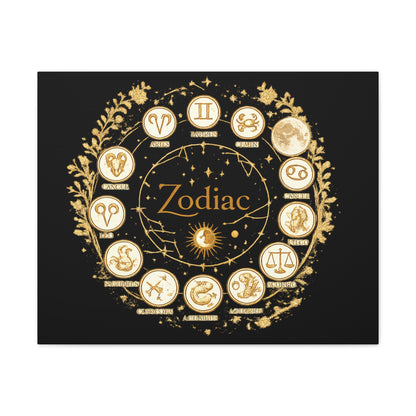 Golden Zodiac Astrology Canvas | Eco-Limited
