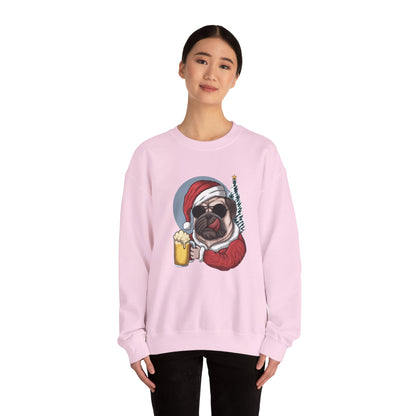 Santa Pug Holding Beer Holiday Crewneck|Eco-Friendly - Limited