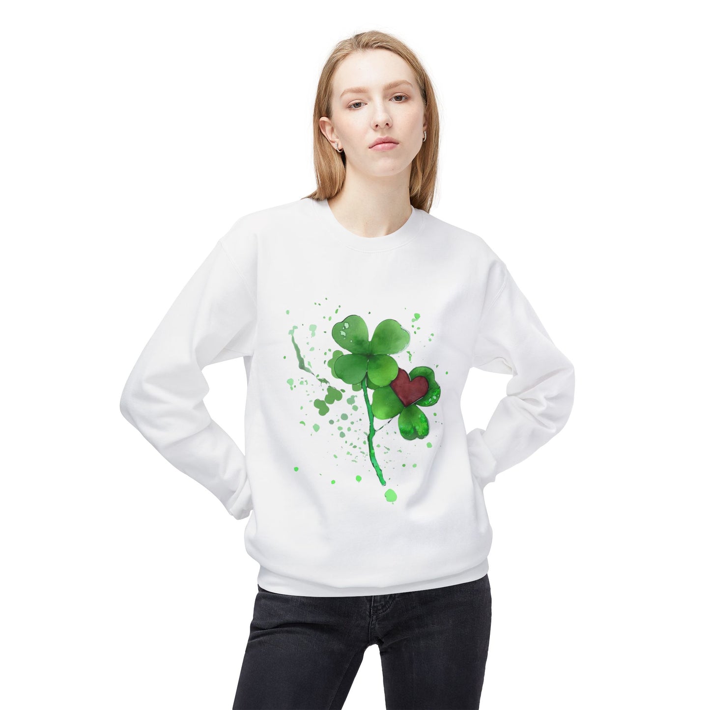 Lucky Love Clover Watercolor Sweatshirt | Eco-Limited