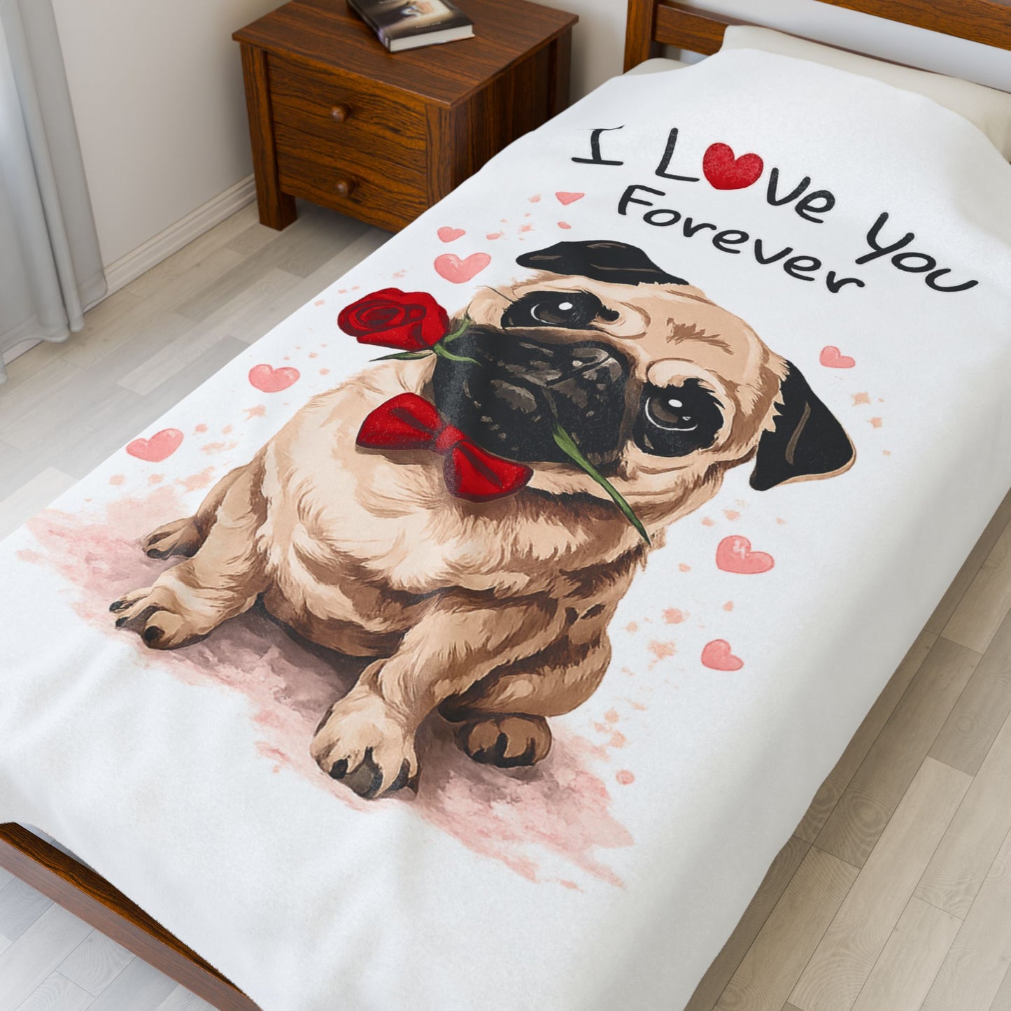 I Love You Forever Pug Blanket | Eco-Limited