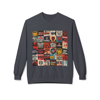 Vintage Rock Poster Collage Sweatshirt | Eco-Limited