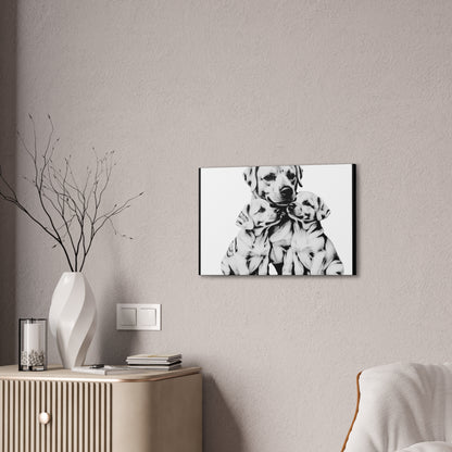 Mother and Puppies Black and White Canvas Wall Art | Eco Limited