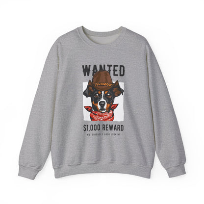 Wanted Cowboy Dog Art Sweatshirt | Eco-Limited