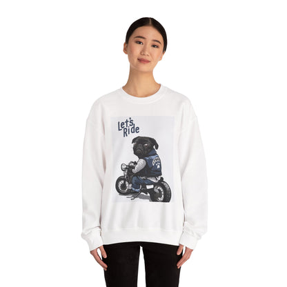 Let’s Ride Biker Pug Graphic Sweatshirt | Eco-Limited