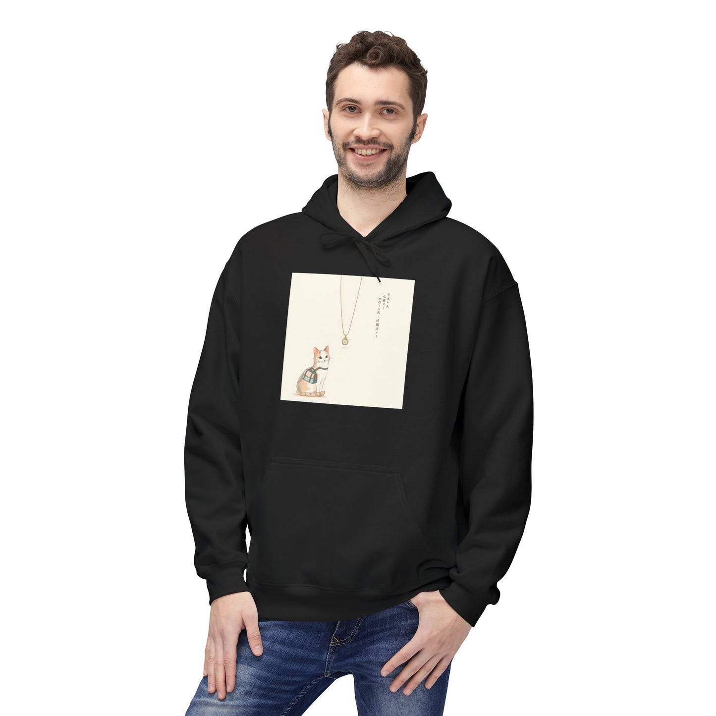 Lucky Cat Clover Illustration Hoodie | Eco-Limited