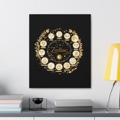Golden Zodiac Astrology Canvas | Eco-Limited