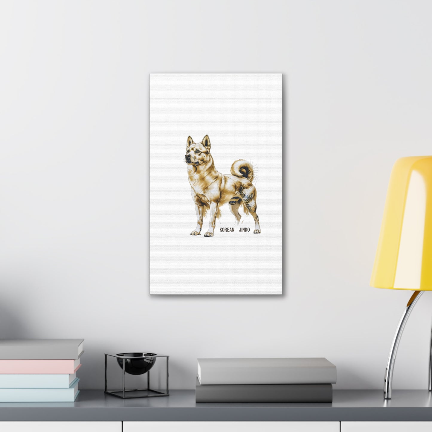 Korean Jindo Dog Illustration Canvas Wall Art | Eco - Limited