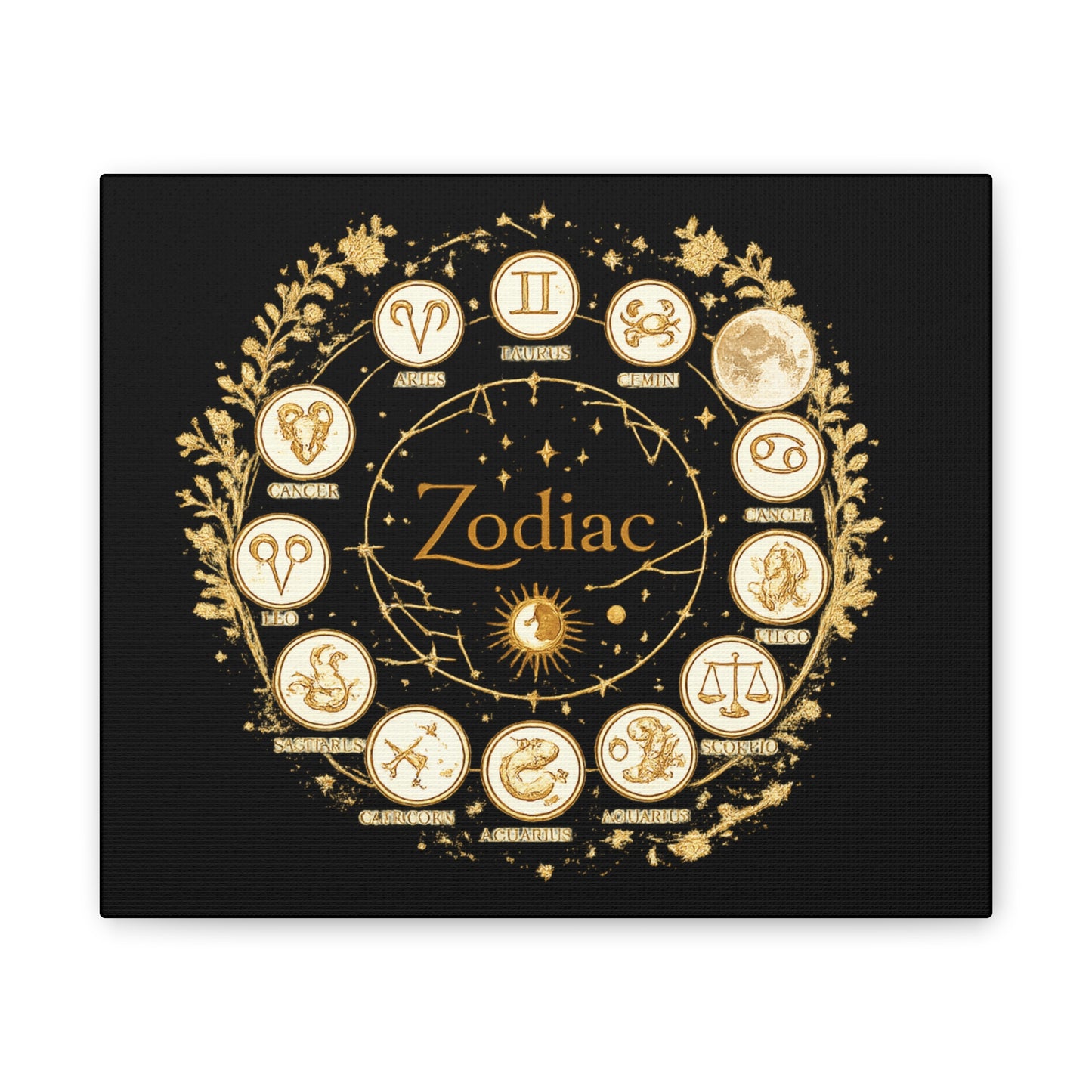 Golden Zodiac Astrology Canvas | Eco-Limited