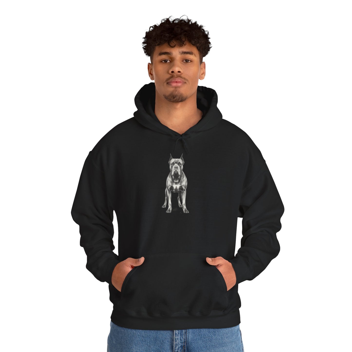 Great Dane Graphic Hoodie — Minimal Black Dog Illustration Sweatshirt