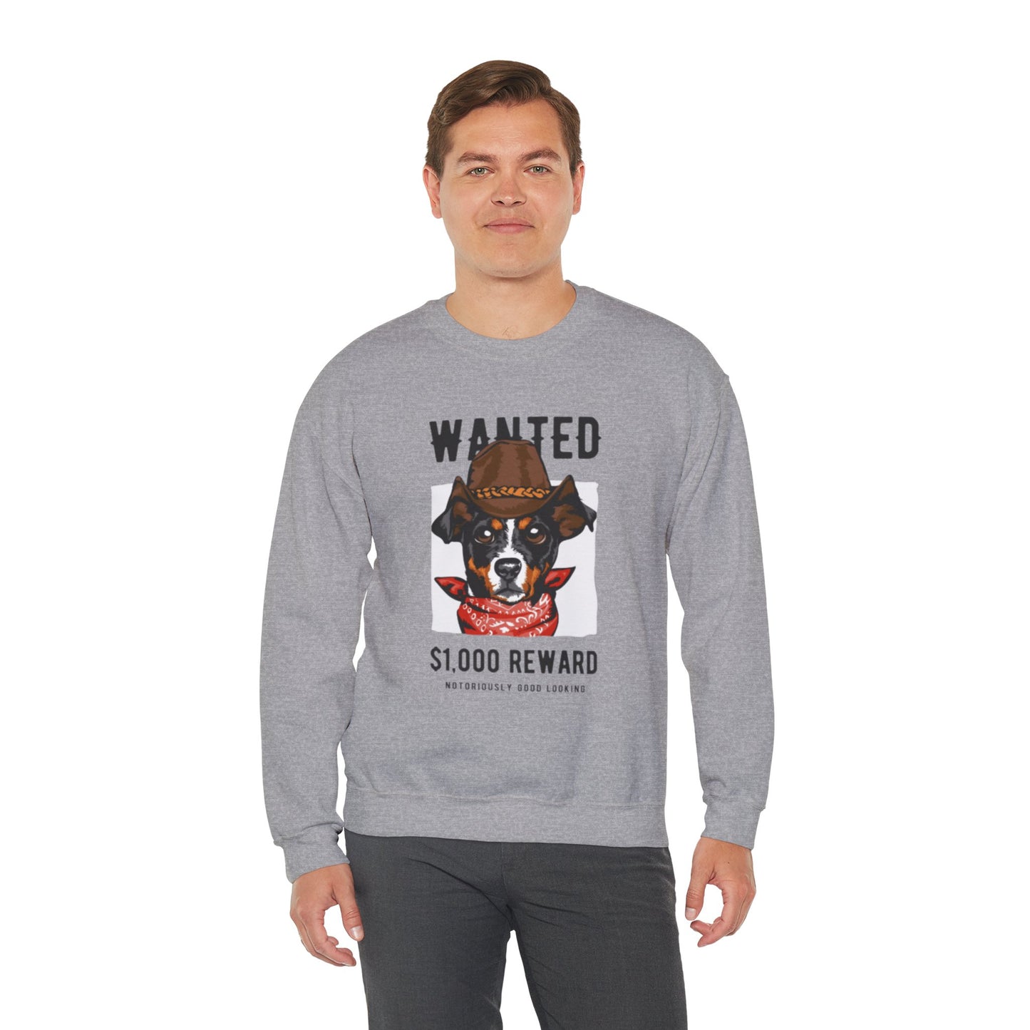 Wanted Cowboy Dog Art Sweatshirt | Eco-Limited