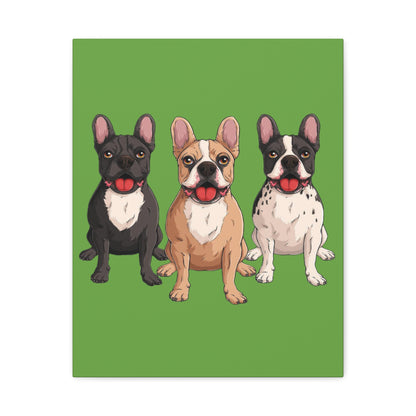 French Bulldog Trio Canvas Wall Art|Eco-Friendly - Limited