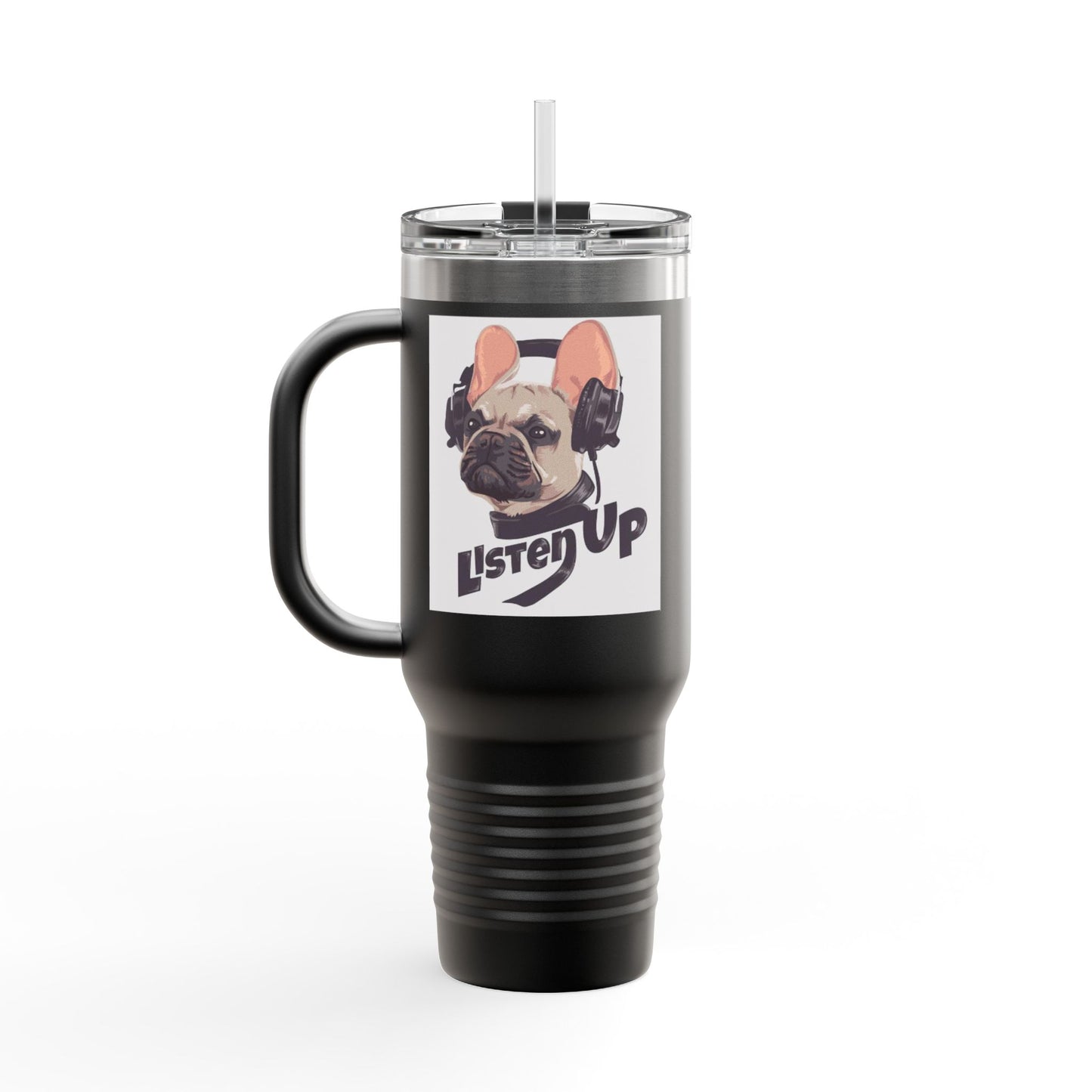 'Listen Up' French Bulldog Headphones Tumbler