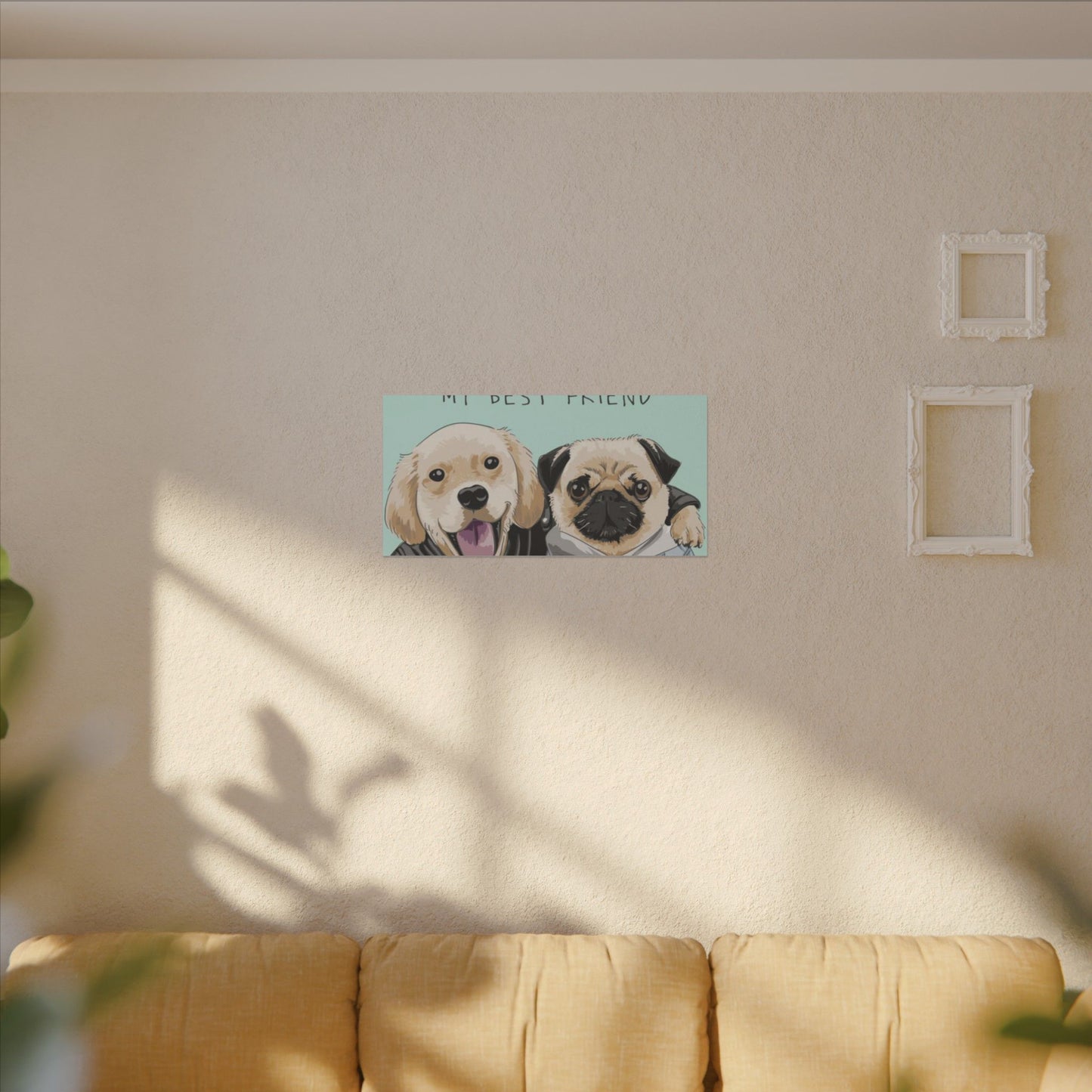 Cute Pug & Puppy Matte Stretched Print
