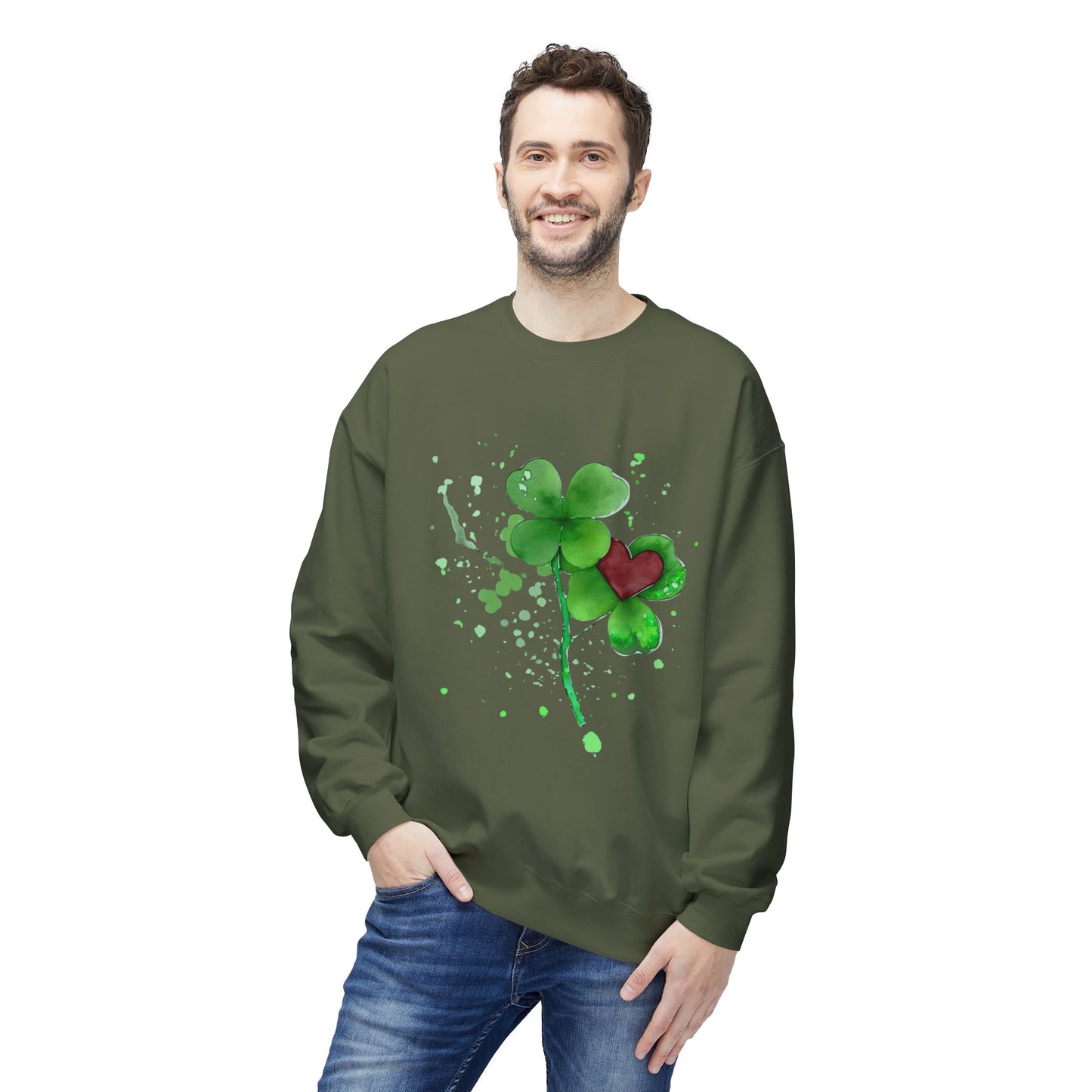 Lucky Love Clover Watercolor Sweatshirt | Eco-Limited