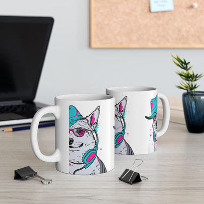 Retro Neon Dog Cool Husky Mug(11oz/15oz)