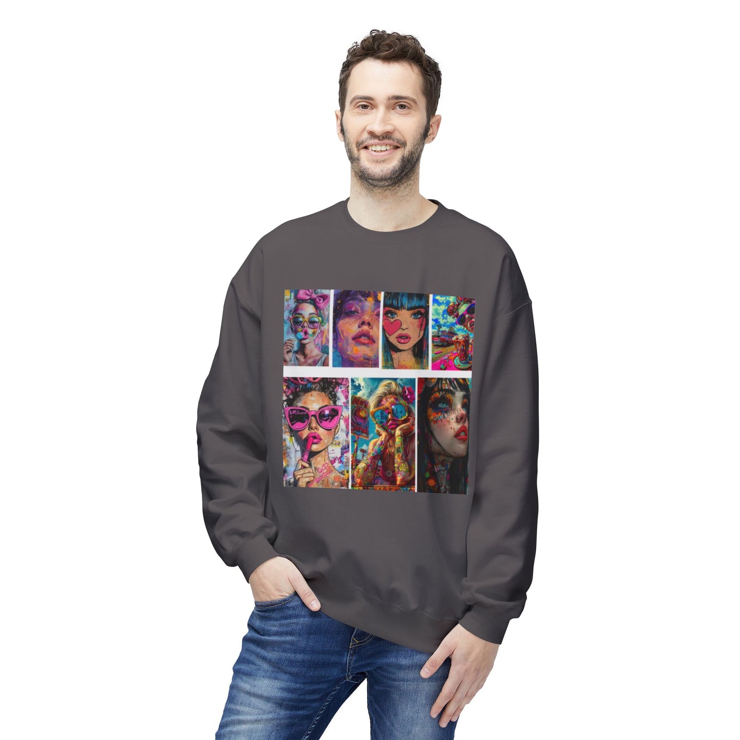 Pop Art Portrait Collage Graphic Sweatshirt