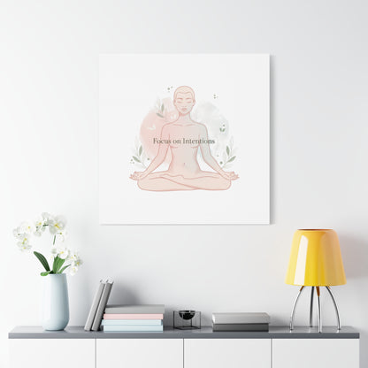 Focus on Intentions Canvas | Gentle Wellness Wall Art, Pastel Gradient Meditation Print