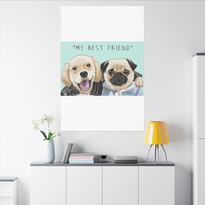 Cute Pug & Puppy Matte Stretched Print