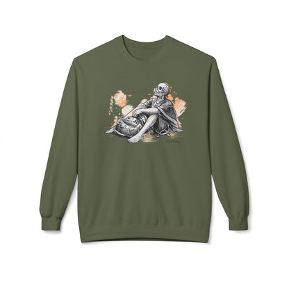 Skeleton Contemplation Sketch Sweatshirt | Eco-Limited