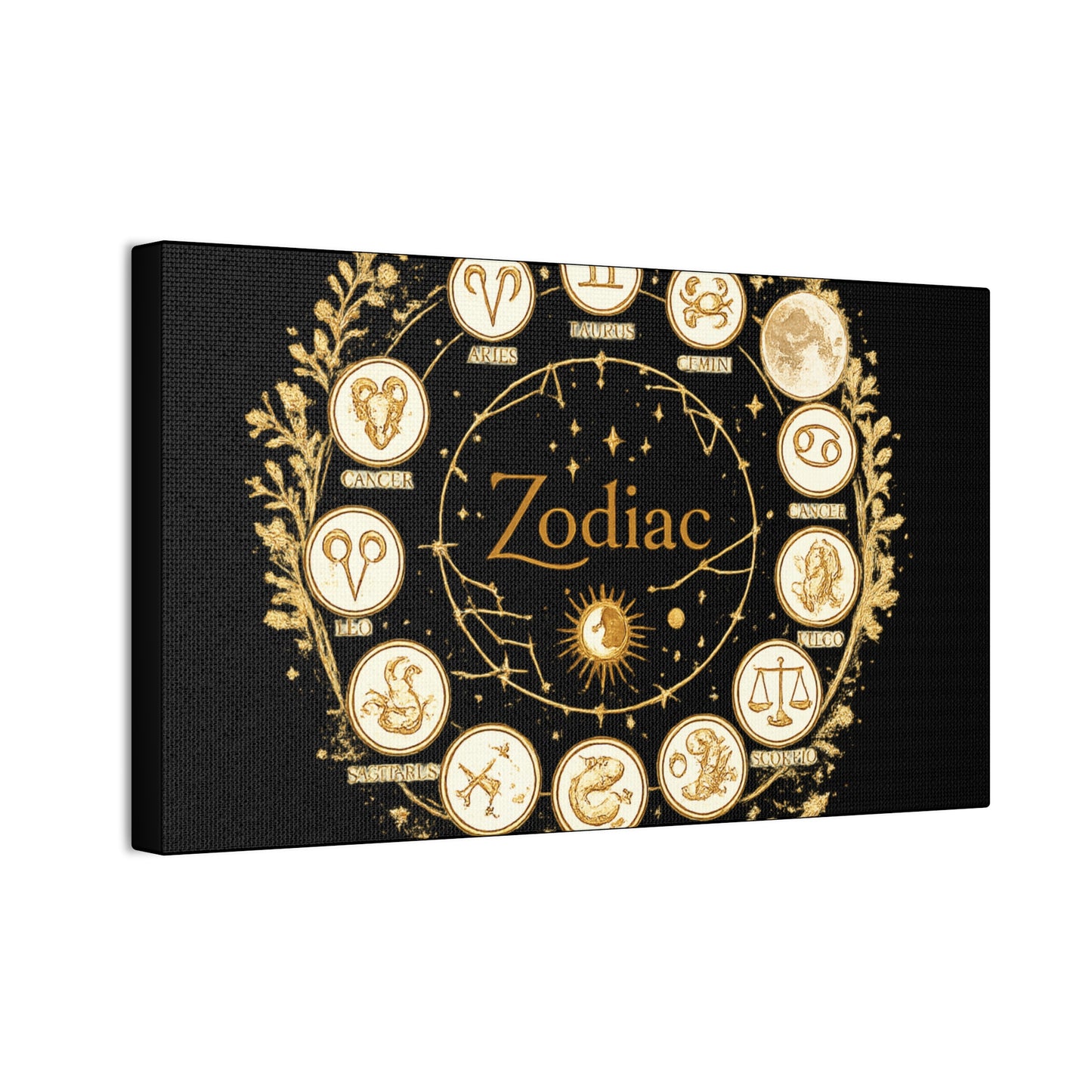 Golden Zodiac Astrology Canvas | Eco-Limited