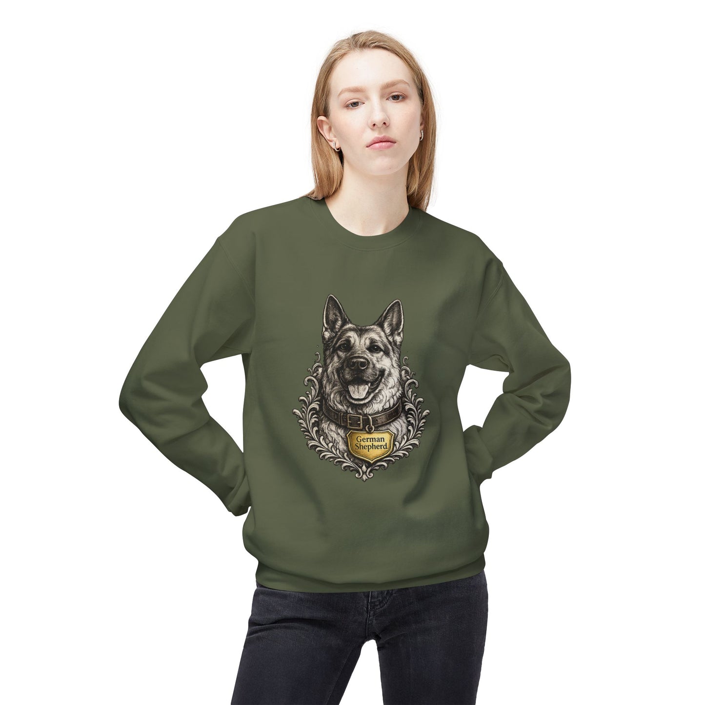 German Shepherd Ink Illustration Sweatshirt | Eco-Limited