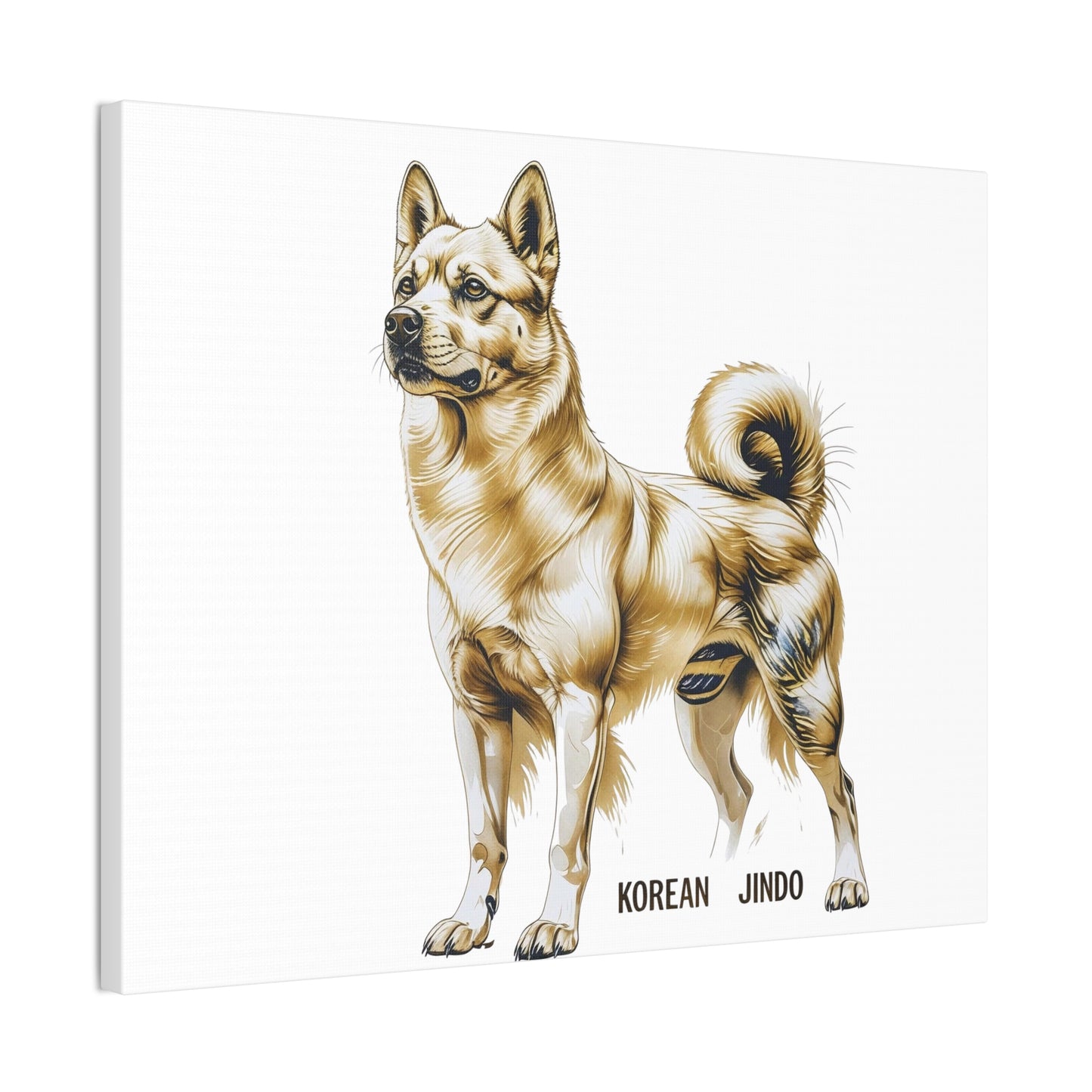 Korean Jindo Dog Illustration Canvas Wall Art | Eco - Limited