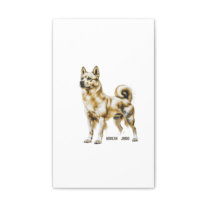 Korean Jindo Dog Illustration Canvas Wall Art | Eco - Limited