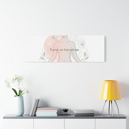 Focus on Intentions Canvas | Gentle Wellness Wall Art, Pastel Gradient Meditation Print
