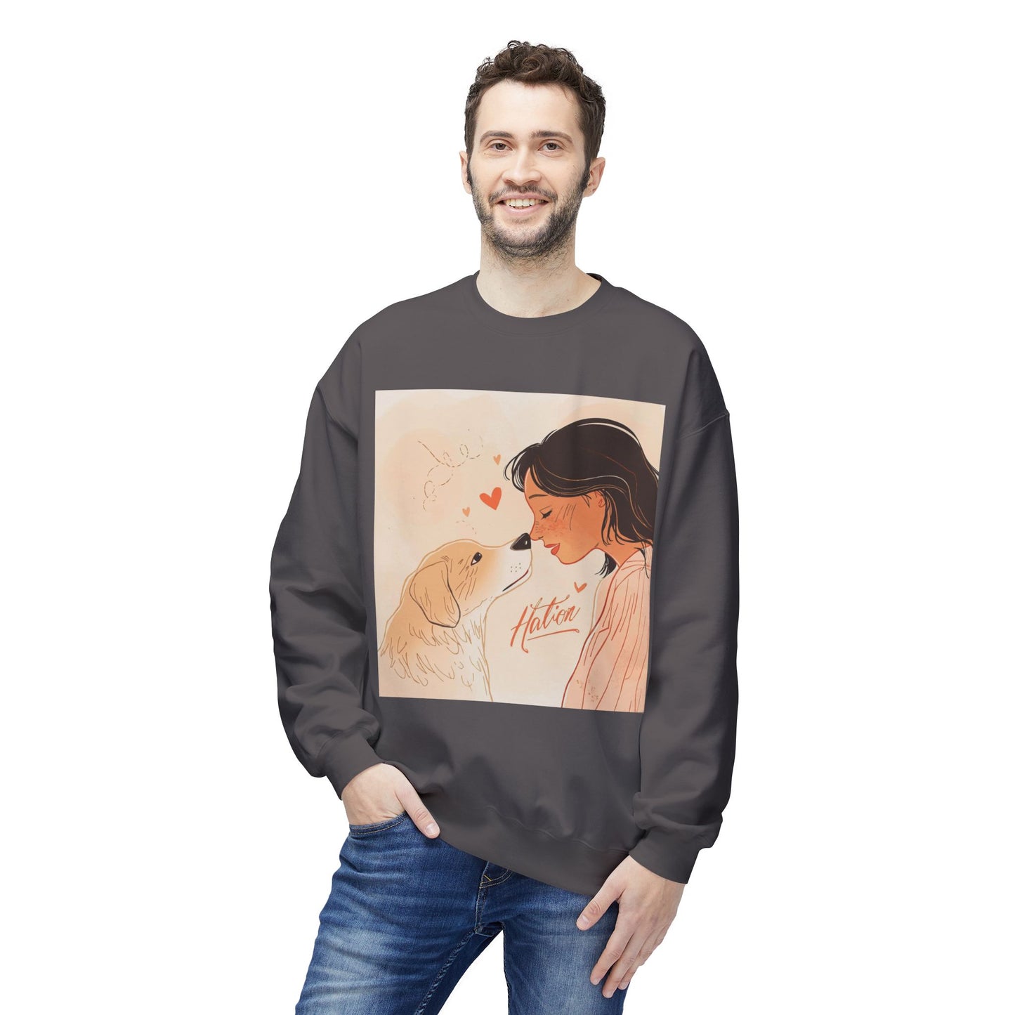 Heartfelt Dog Love Illustration Crewneck | Eco-Friendly - Limited