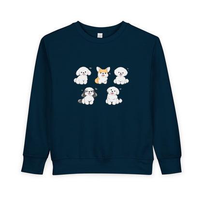 Cute Cartoon Puppies Crewneck for Kids