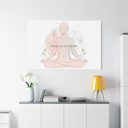 Focus on Intentions Canvas | Gentle Wellness Wall Art, Pastel Gradient Meditation Print