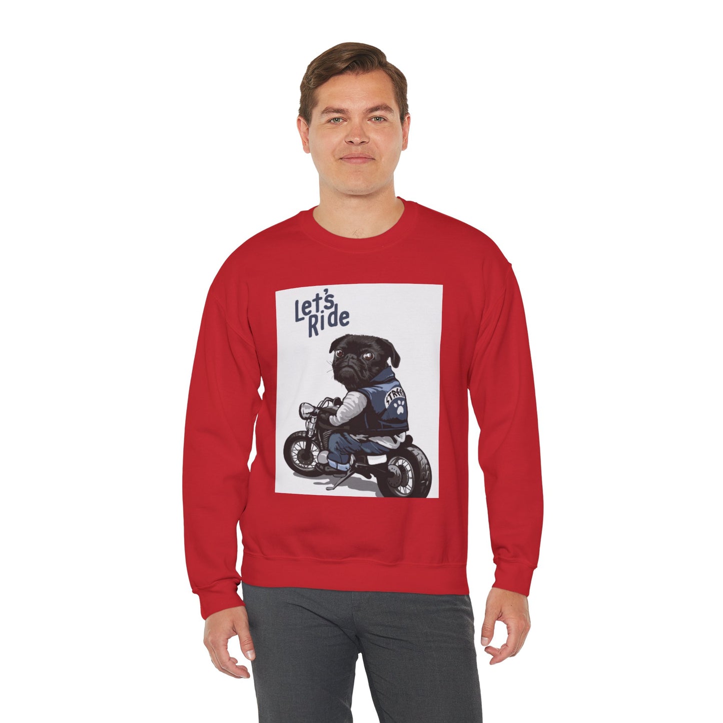 Let’s Ride Biker Pug Graphic Sweatshirt | Eco-Limited