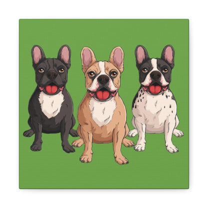 French Bulldog Trio Canvas Wall Art|Eco-Friendly - Limited