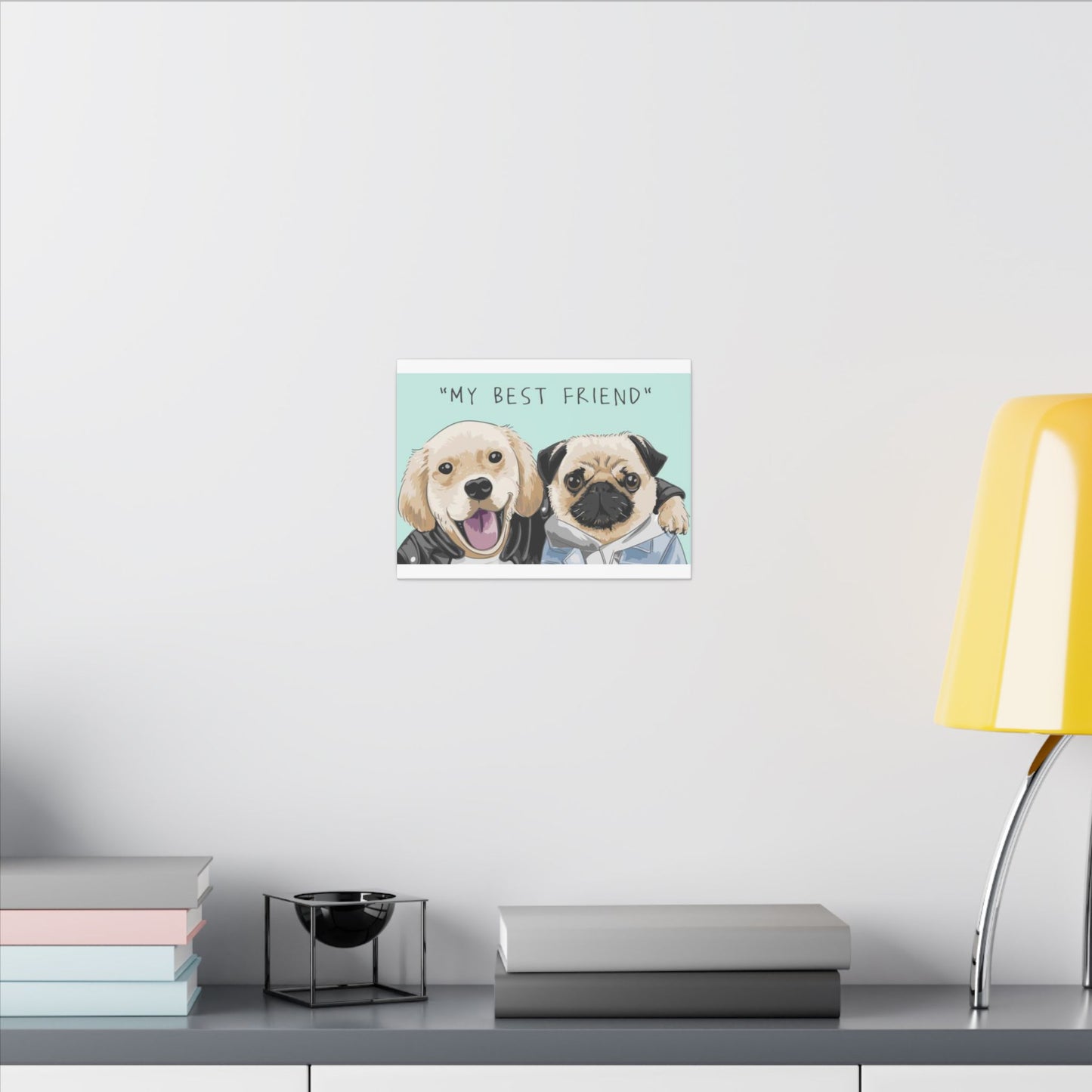 Cute Pug & Puppy Matte Stretched Print