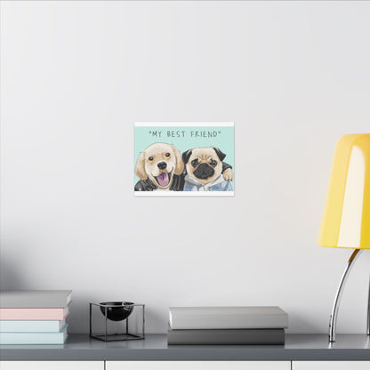 Cute Pug & Puppy Matte Stretched Print