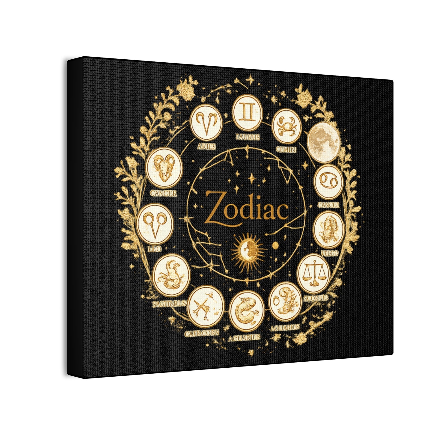 Golden Zodiac Astrology Canvas | Eco-Limited