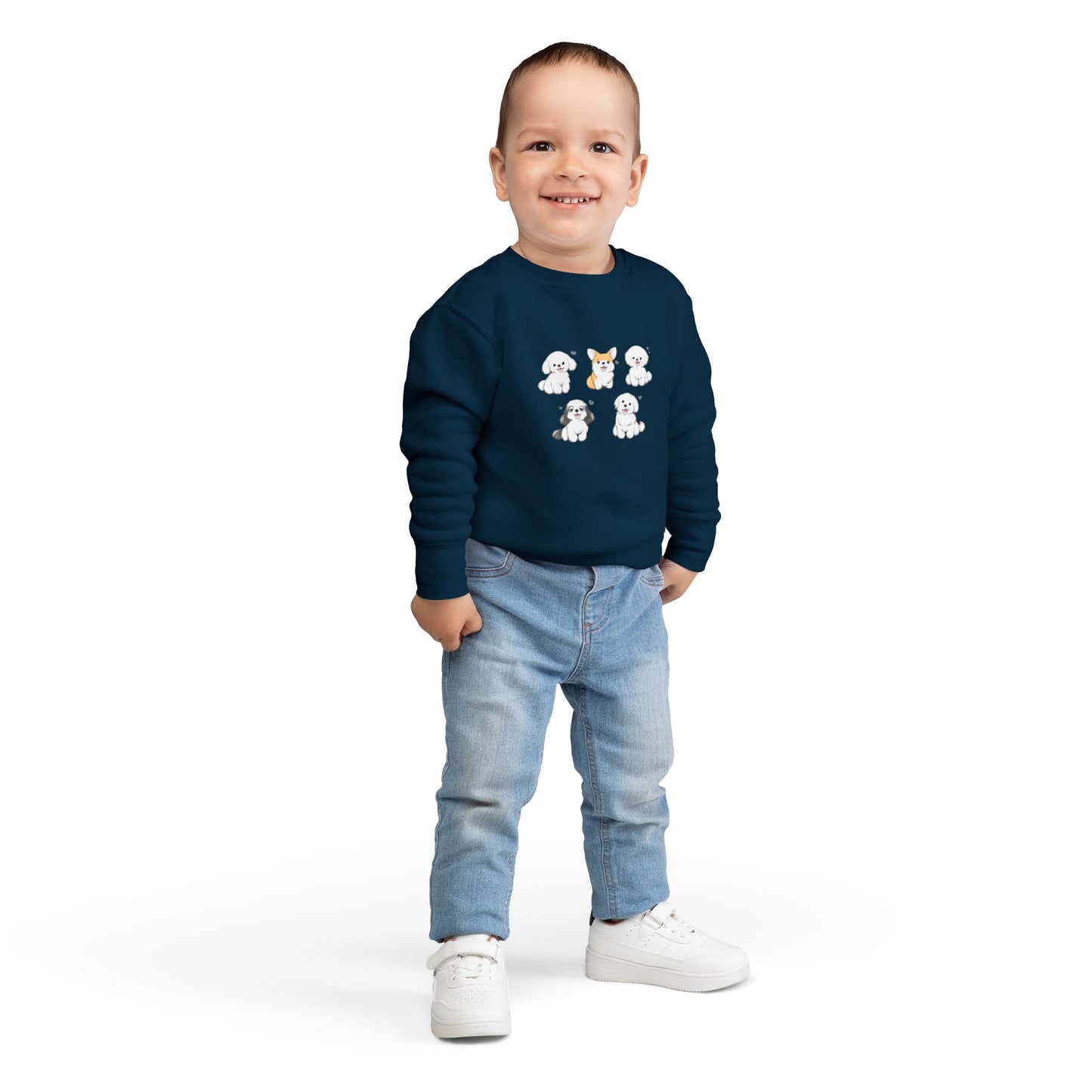 Cute Cartoon Puppies Crewneck for Kids