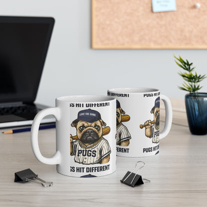 Pugs Hit Different Baseball Ceramic Mug | Eco Limited