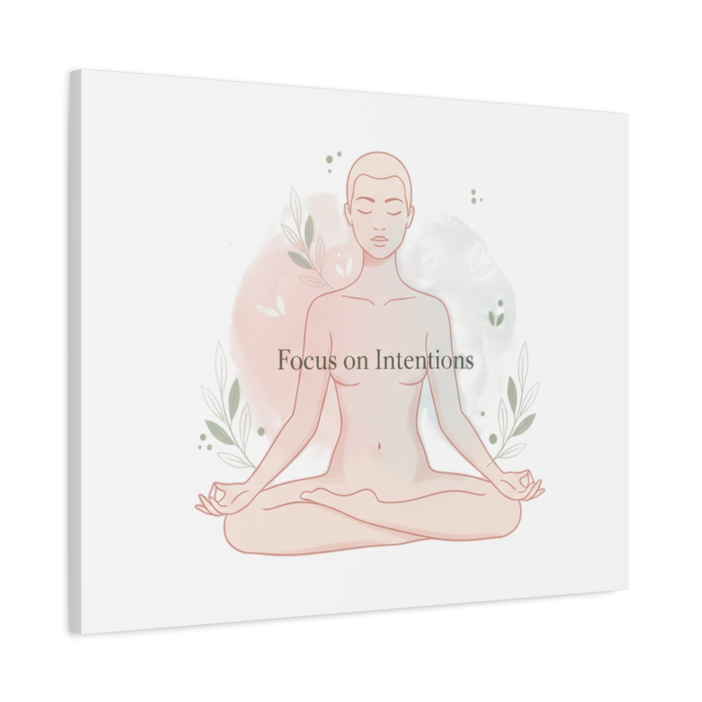 Focus on Intentions Canvas | Gentle Wellness Wall Art, Pastel Gradient Meditation Print