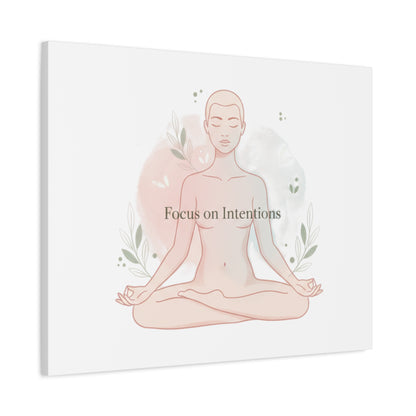 Focus on Intentions Canvas | Gentle Wellness Wall Art, Pastel Gradient Meditation Print