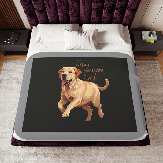 Sherpa Blanket — Golden Labrador 'Play Wherever, Bark' Cozy Throw