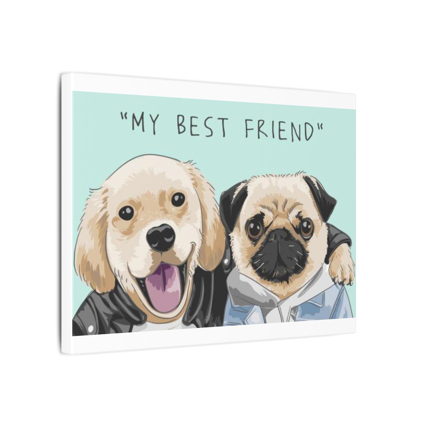 Cute Pug & Puppy Matte Stretched Print