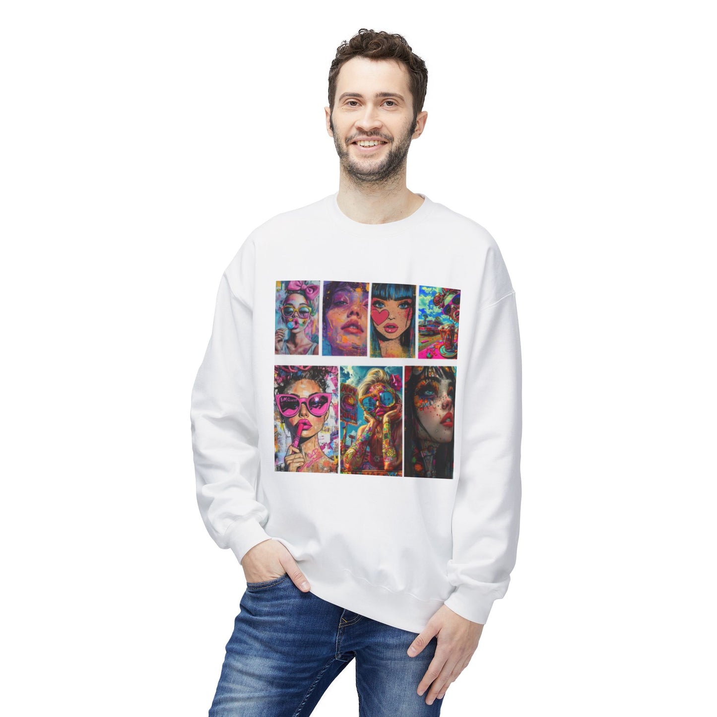 Pop Art Portrait Collage Graphic Sweatshirt