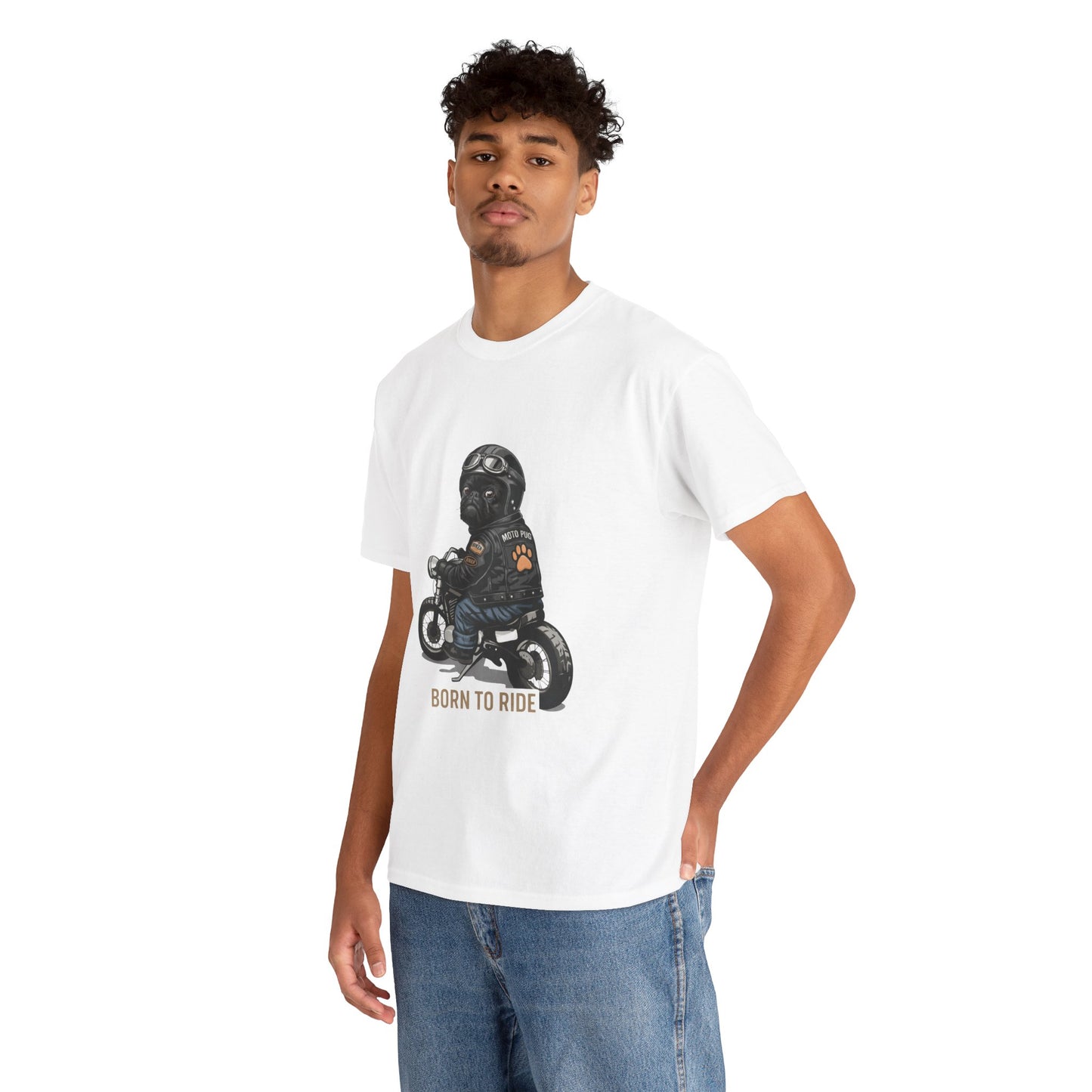 Moto Pug Born To Ride T-Shirt | Eco-Limited