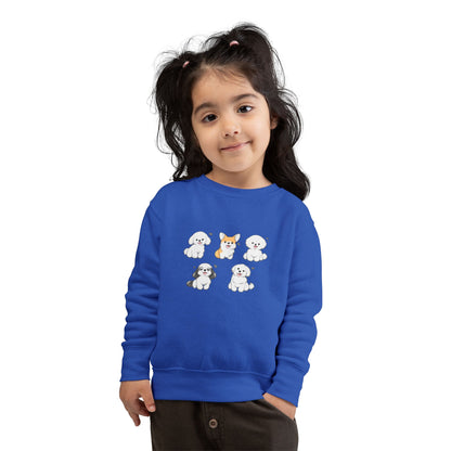 Cute Cartoon Puppies Crewneck for Kids