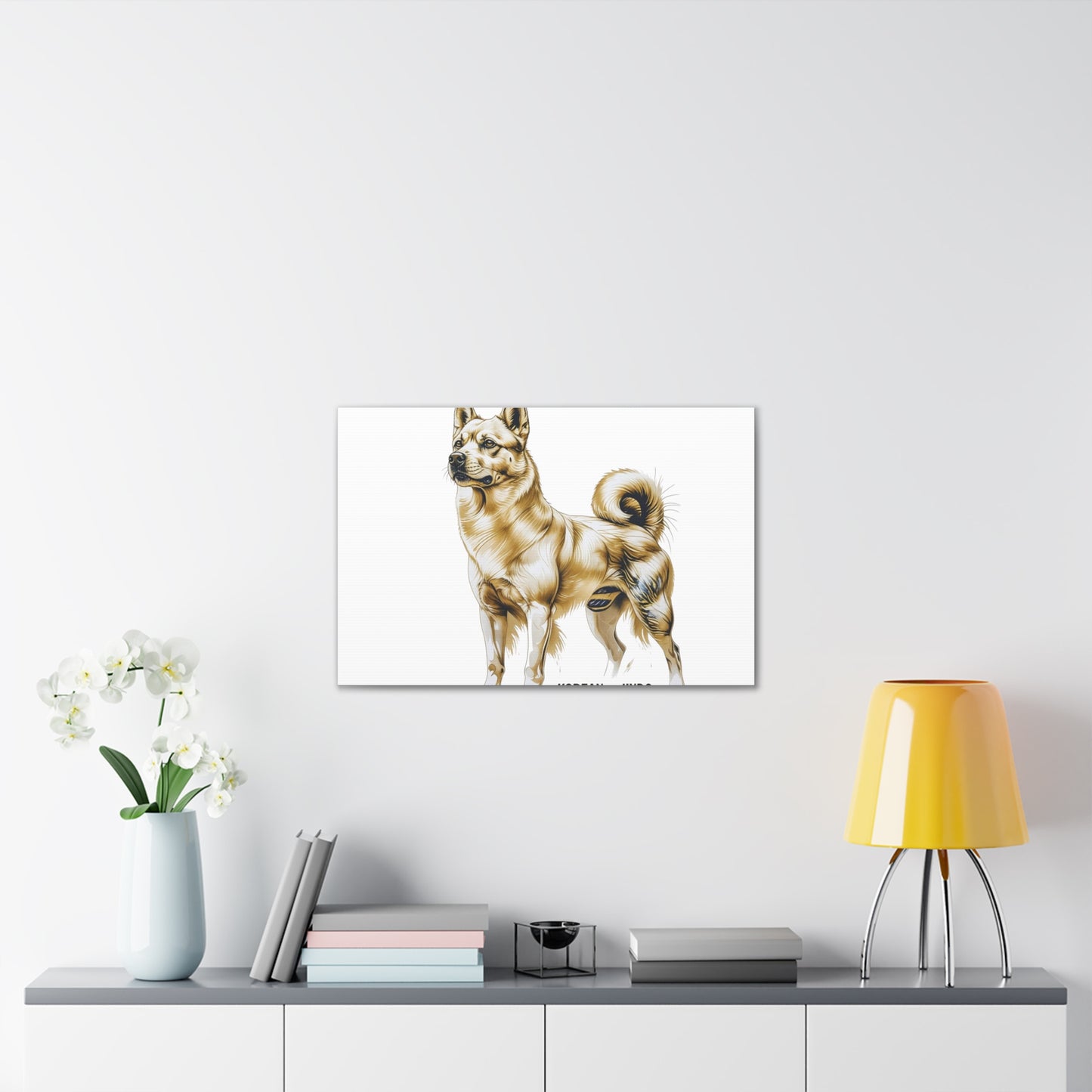 Korean Jindo Dog Illustration Canvas Wall Art | Eco - Limited