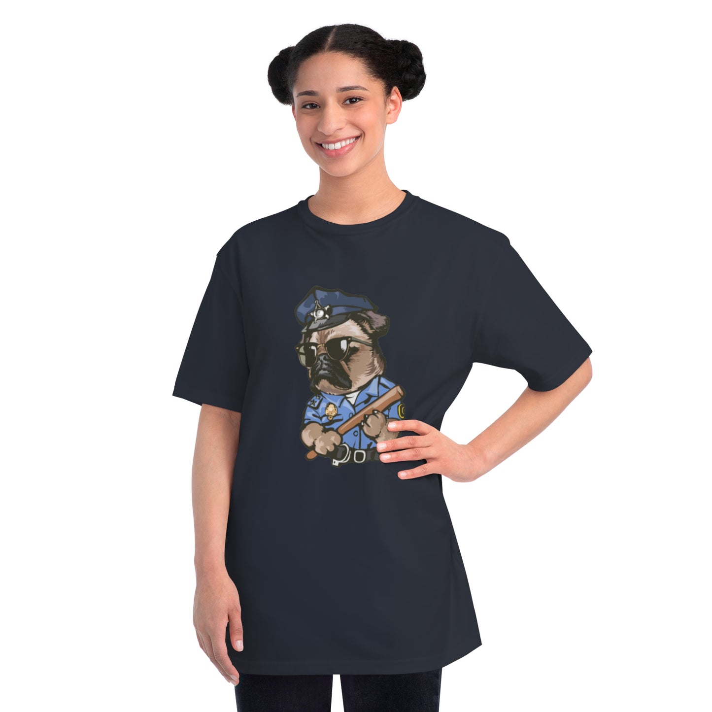 Cute Pug Cop Graphic Organic Tee