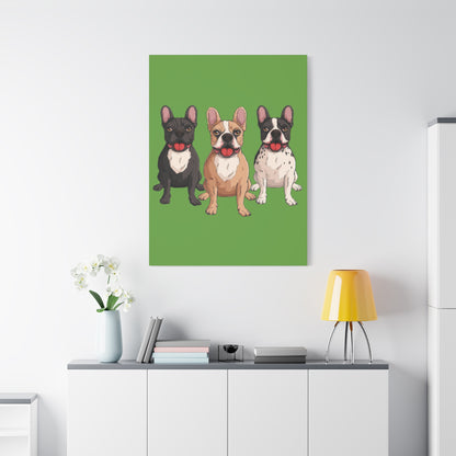 French Bulldog Trio Canvas Wall Art|Eco-Friendly - Limited