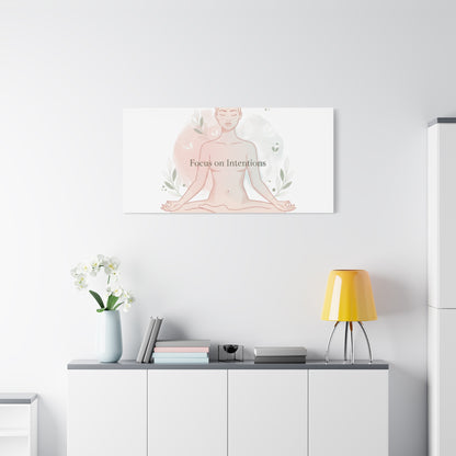 Focus on Intentions Canvas | Gentle Wellness Wall Art, Pastel Gradient Meditation Print